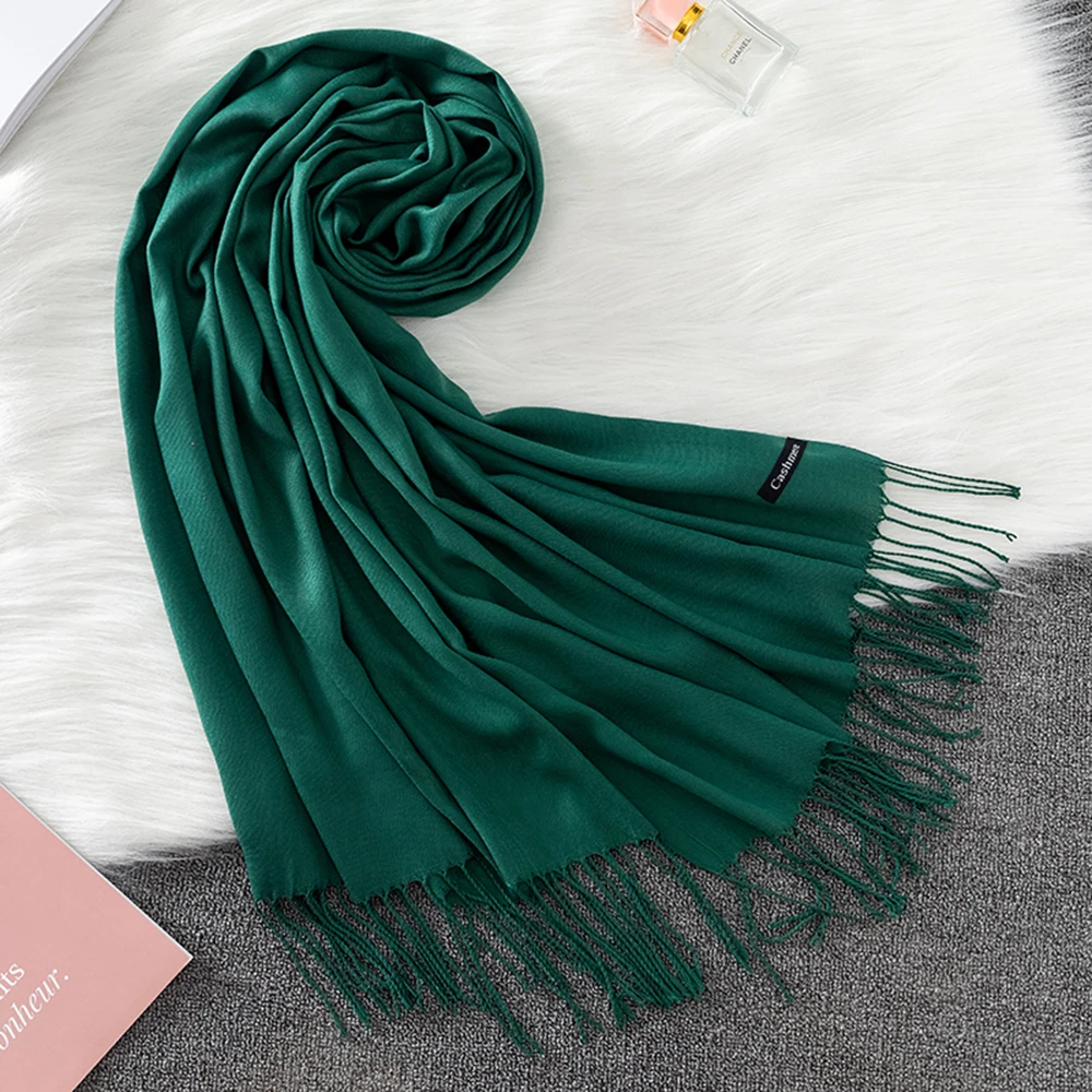 Elegant Cashmere Winter Scarf with Tassel Details