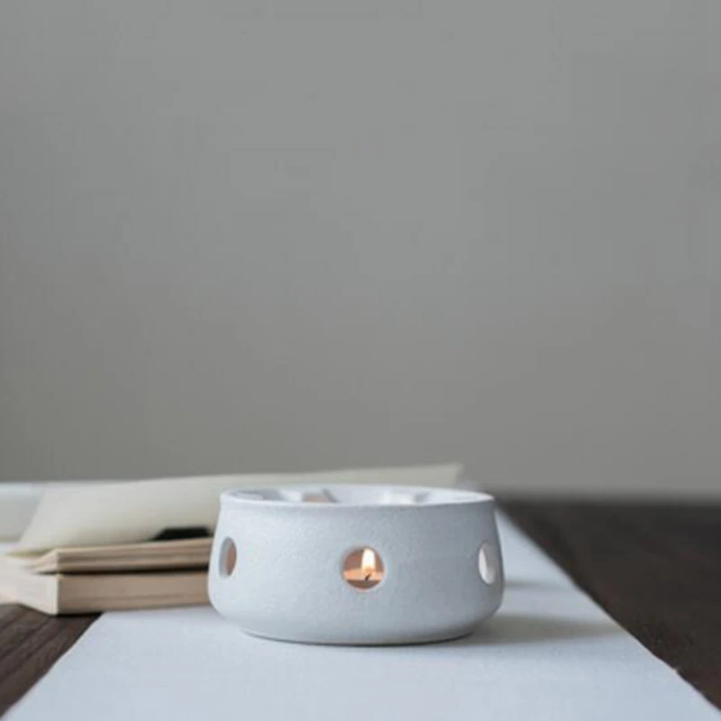 Japanese Zen Ceramic Teapot Insulation Base Candlestick Coffee Milk Accessories White | Дом и сад