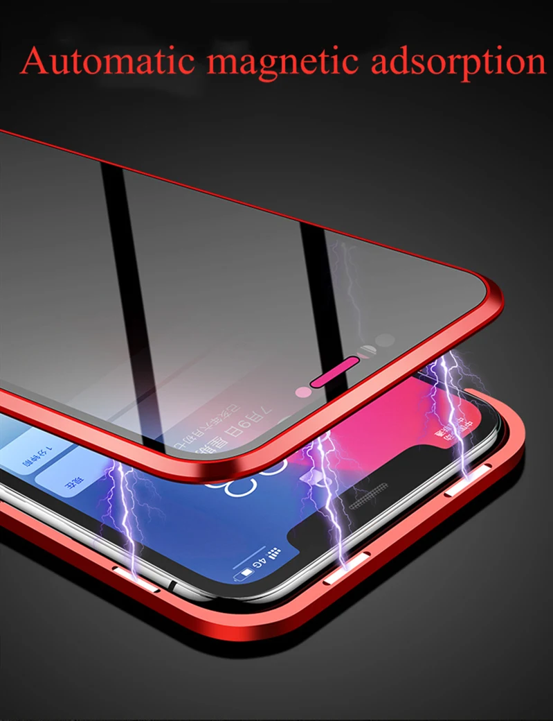 Модный металлический чехол с магнитной адсорбцией для iPhone XS Max XR XS X 7 8 Plus, защитный Магнитный чехол