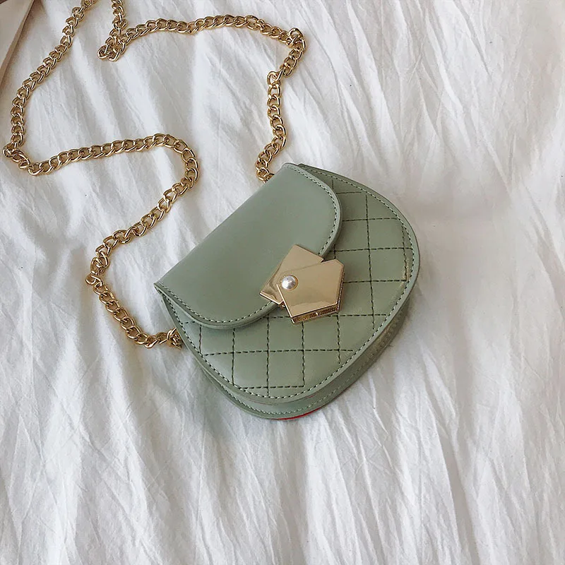 

Rhombus Chain Bag Women's 2020 New Style Fashion-Style Semi-Circular Saddle Bag Versatile INS Chain Mini Shoulder Bag