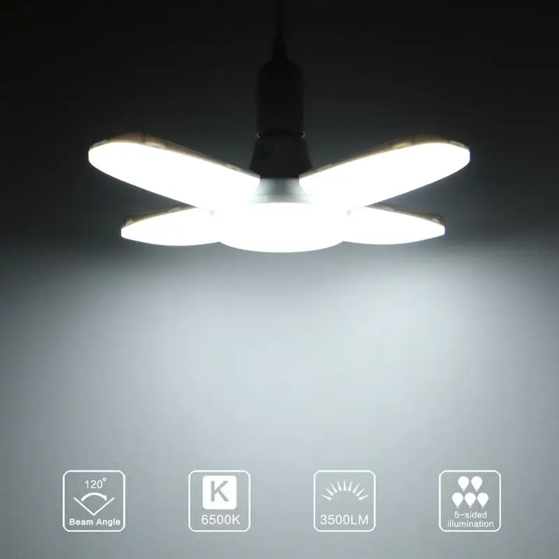 IP44 E27 светодиодный лампы Складная лопасть вентилятора 60W светильник супер яркий