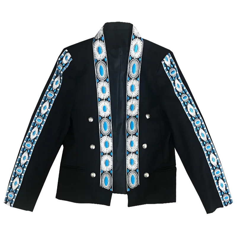 Embroidered Suit Autumn Stylist Handsome Small Suit Men Showing Photographic Fashion Coat men suit jacket