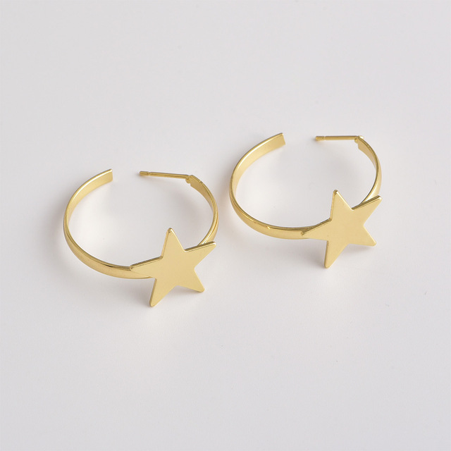 Fashion Popular Five-pointed Star Hoop Earring for Women's Simple Glossy Geometry Round Aros Earrings Brincos