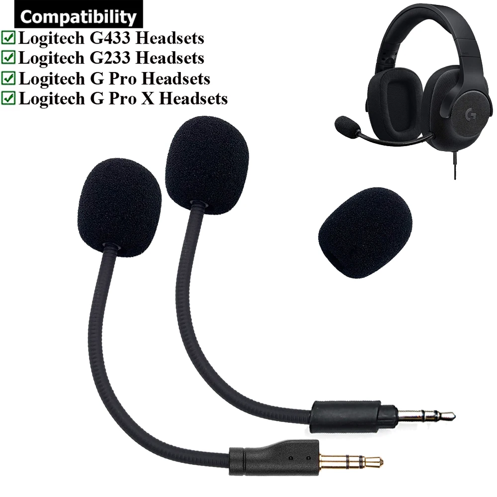 

Gold-Plated OFC Replacement Aux 3.5mm Game Mic Microphone Boom Foam for Logitech G433 G233 G Pro X Gaming Headsets