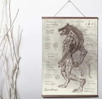 

Picture Werewolf Art Print canvas Poster Canvas Scroll Painting with wood