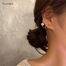 HUANZHI новые трендовые индивидуальные Многослойные спиральные круглые жемчужные металлические серьги-гвоздики для женщин и девушек вечерние ювелирные изделия подарок