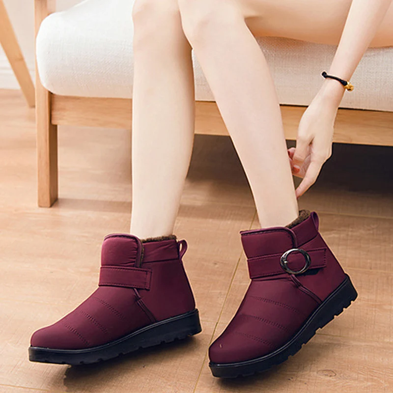 Ботильоны; коллекция года; зимняя обувь; женские зимние ботинки; Botas Mujer; Водонепроницаемая женская обувь на не сужающемся книзу массивном каблуке; повседневные теплые ботинки на плоской платформе