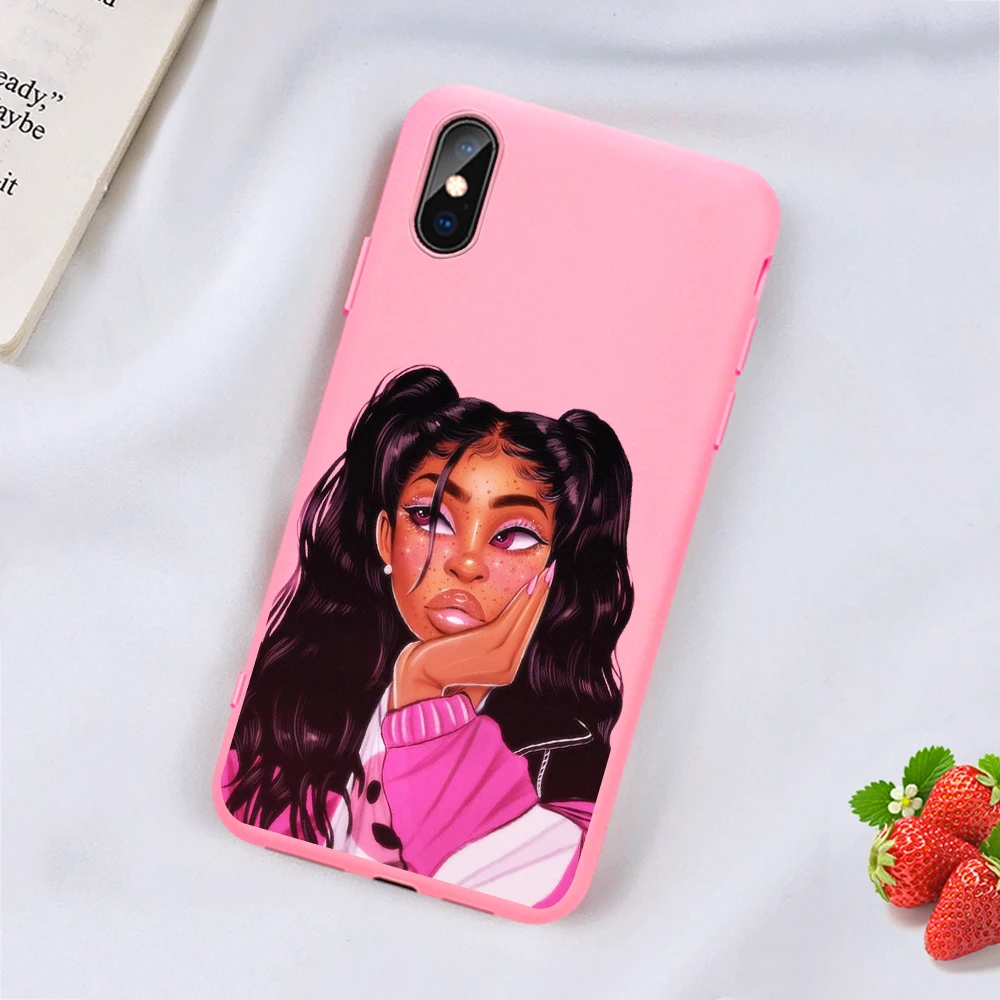 5 Чехол для телефона ciciber Melanin Poppin Black Girl для iPhone 11 Pro Max 7 8 6s Plus X XR XS Max матовый розовый Силиконовый ТПУ чехол s Fundas - Цвет: 5