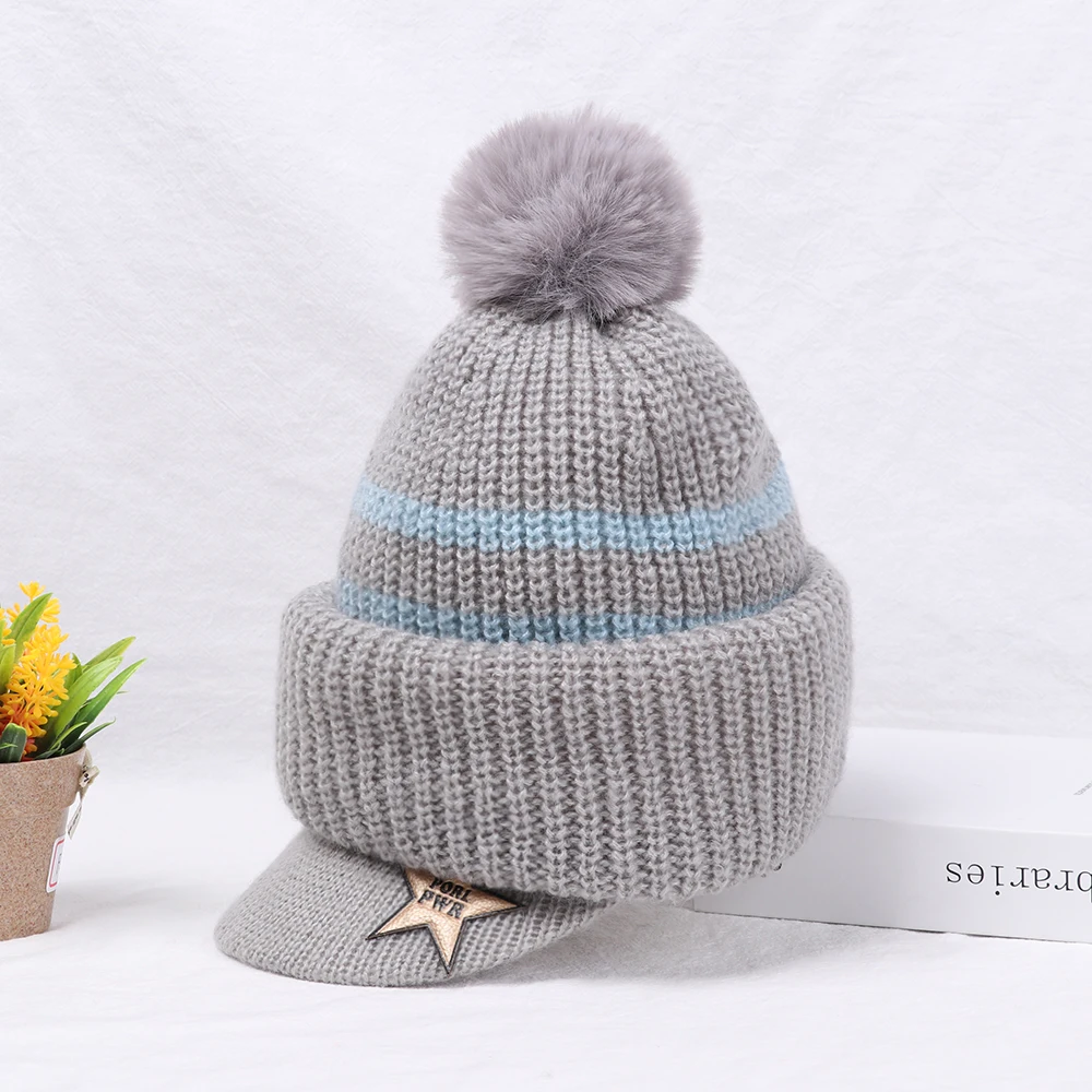 New Hot Baby Winter Beanie Hats Unisex Knitted Wool Hat With Warm Fleece Lining Windproof Face Guard for 2-5-year-old Kids
