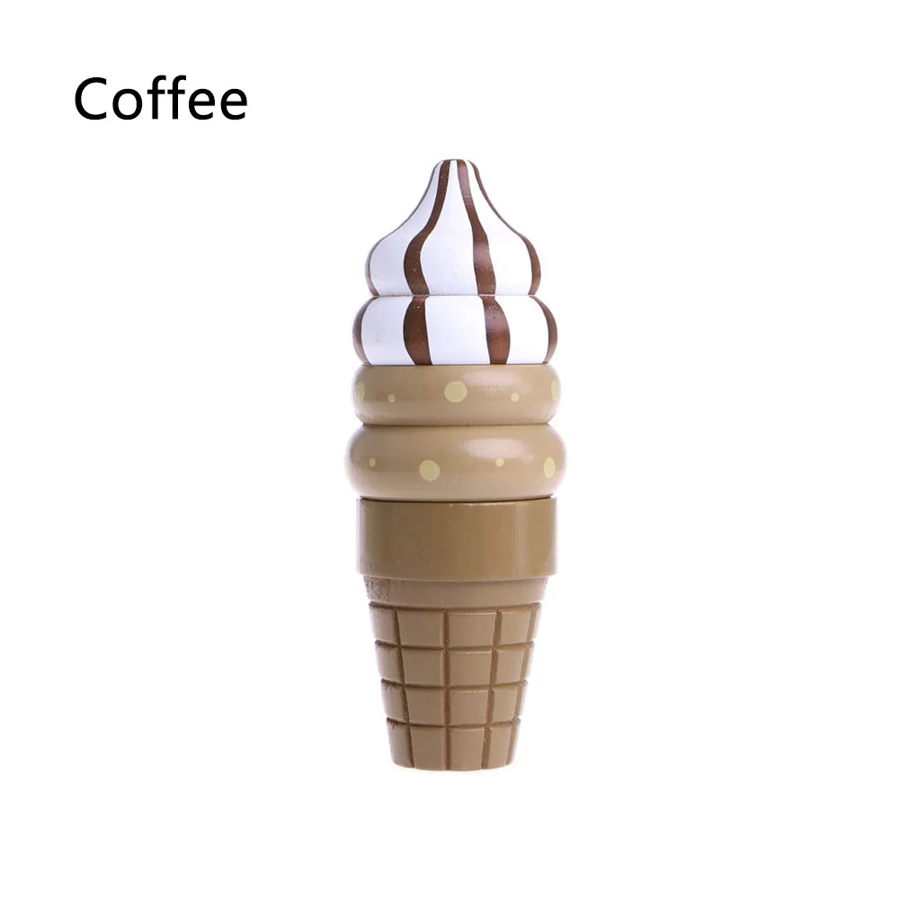 Coffee Игрушки для стимуляции мороженого с деревянным магнитом, связанные с мороженым, детские игрушки для ролевых игр, Кухонные Игрушки для еды - Цвет: Coffee