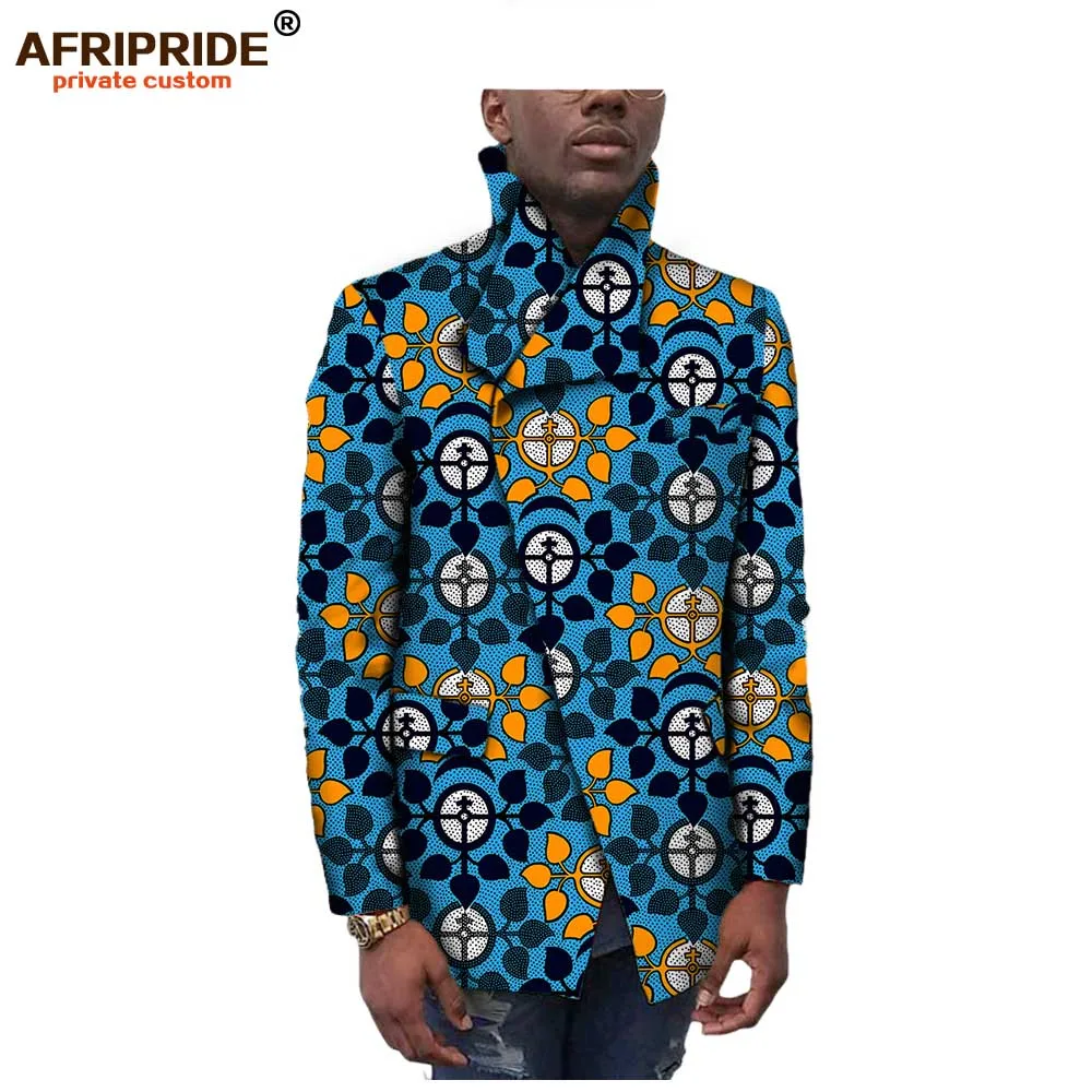 Африканский принт, мужское пальто AFRIPRIDE, индивидуальное, на запястье, рукав-стойка, воротник с подкладкой, пальто, повседневный стиль, хлопок, A731403 - Цвет: 531J