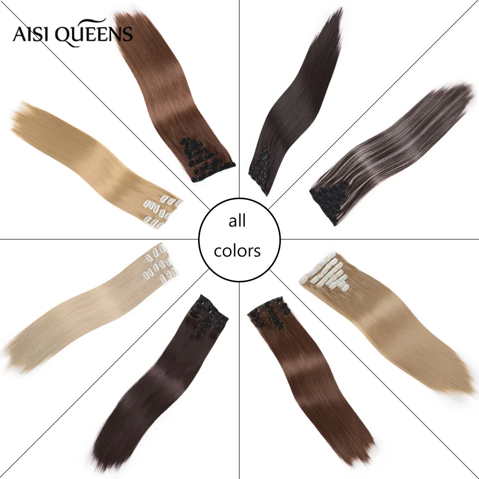 AISI Queen 22 &quot16 зажимов 6 шт./компл. шелковистые прямые синтетические зажимы для