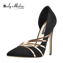 Onlymaker Women's 12CM Pointed Toe Stiletto High Heel Sexy Pumps with Gold Pumps Onlymaker Women's 12CM Pointed Toe Stiletto High Heel Sexy Pumps with Gold Pumps