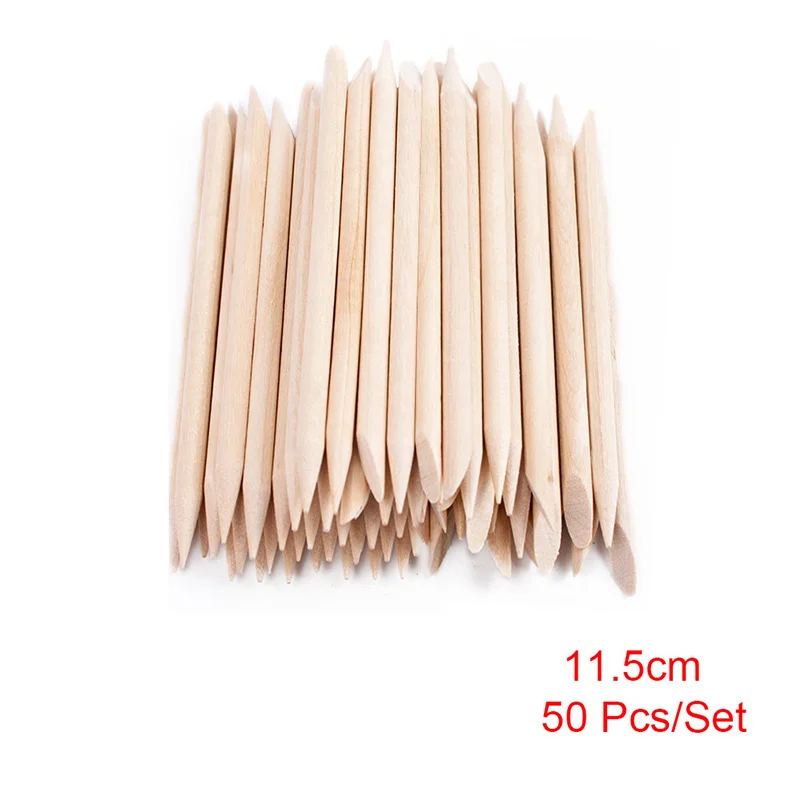 50pcs 100 шт./компл. 50 шт./компл. оранжевый Для женщин леди с двойным концом нейл-арта деревянные палочки для кутикулы толкатель Remover Педикюр набор инструментов для маникюра - Цвет: 50pcs