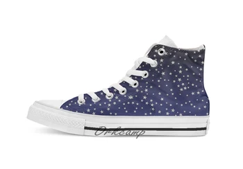 

Silver Star Pattern Custom Casual High Top lace-up Canvas shoes sneakers Drop shipping