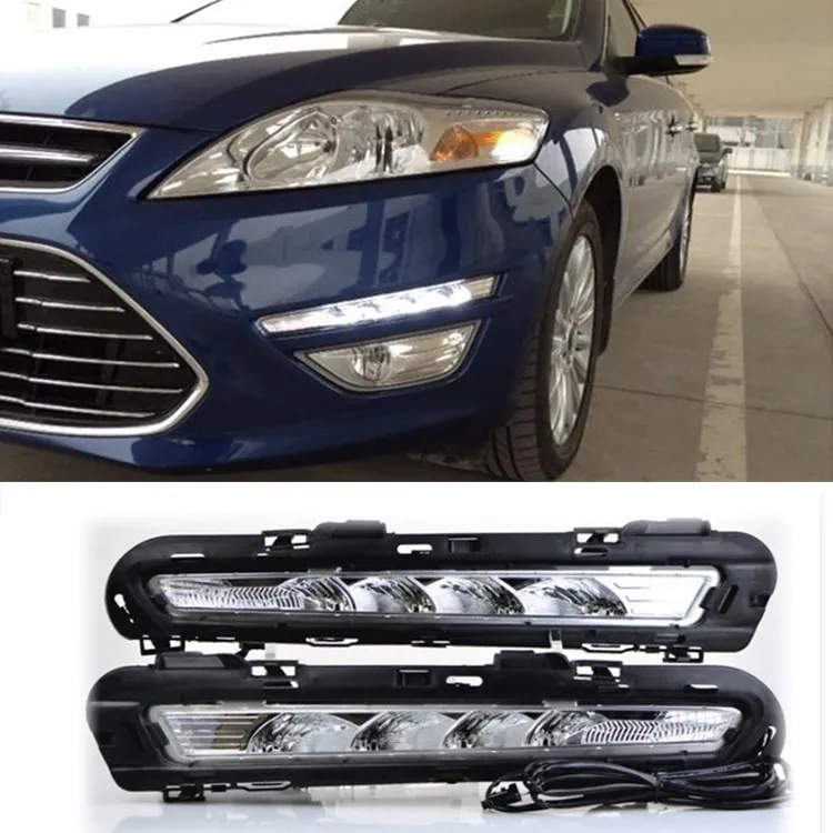 Автомобильный мигающий 1 пара для Ford Mondeo Fusion 2011 2012 2013 светодиодный DRL дневные ходовые огни Светодиодный дневной светильник противотуманный светильник с желтым