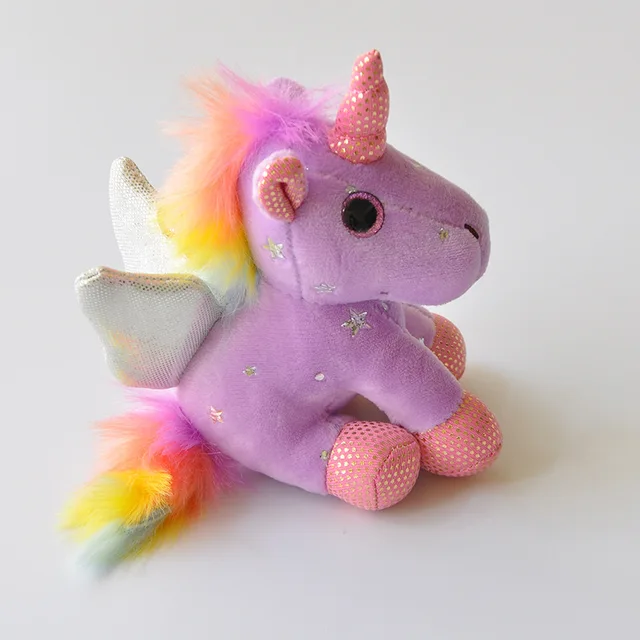 【Happier】Hot selling Bags and Travel Unisex Bags Key Holders      Cute Creative Fat Unicorn Animal Plush Toy Keychain Creative Color / Sequins Chubby Angel Wings Unicorn Plush Toy For Girl