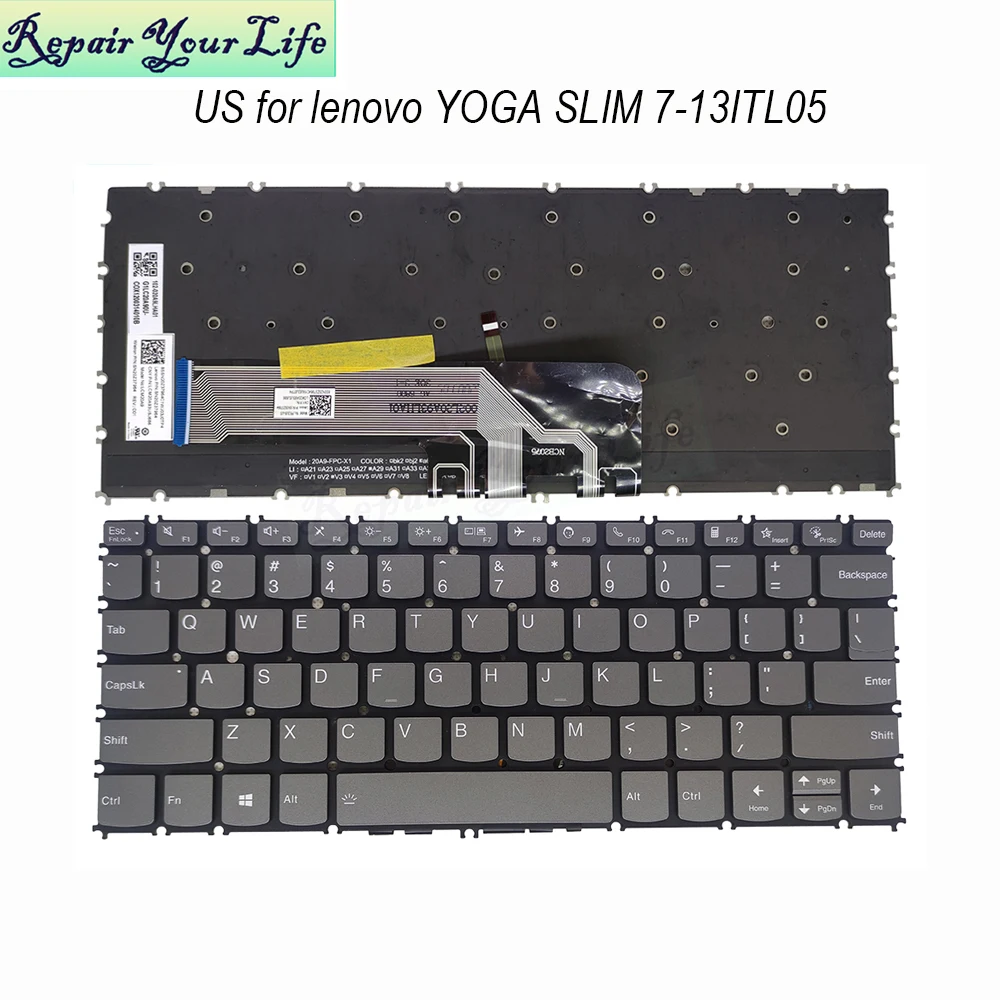 Original Eua Inglês Teclado Backlight para Lenovo Yoga Magro 713itl05 Pr2ub-us Sn20z37964 Qwerty Portátil Backlit Teclados Peças