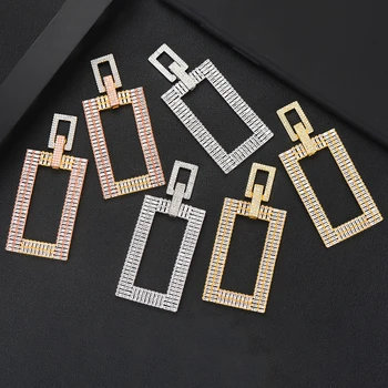 

missvikki Dubai Nigerian Unique Big Square Pendant Earrings 2019 Luxury Noble Design Earrings for Women Bridal Wedding Party