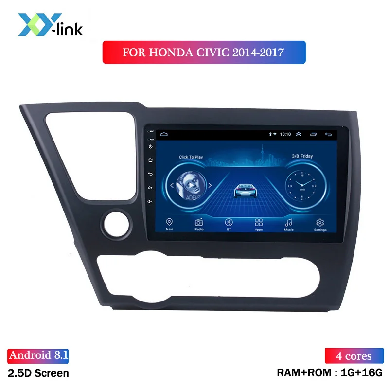 Android 8,1 сенсорный экран 9 дюймов Автомобильный dvd-плеер навигация для- Honda Civic с Bluetooth wifi Поддержка SWC - Цвет: 4 CORES 1G RAM