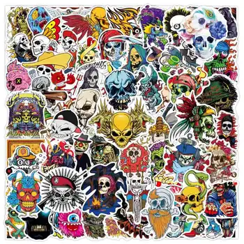 

100PCS/set Halloween Mixed Horror Skull Stickers For Laptop Motorcycle Car Styling Luggage Phone Accessories Vinyl Decals