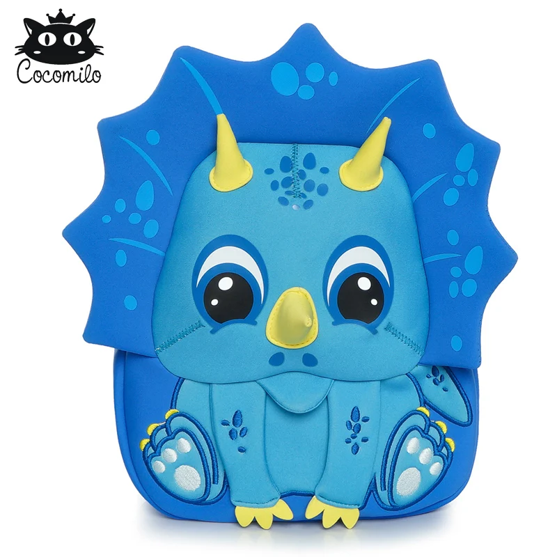 Cocomilo сумка для детей 3-5 лет, детские рюкзаки с изображением животных из мультфильмов, динозавр, школьный ранец для детского сада, единорог - Цвет: Синий