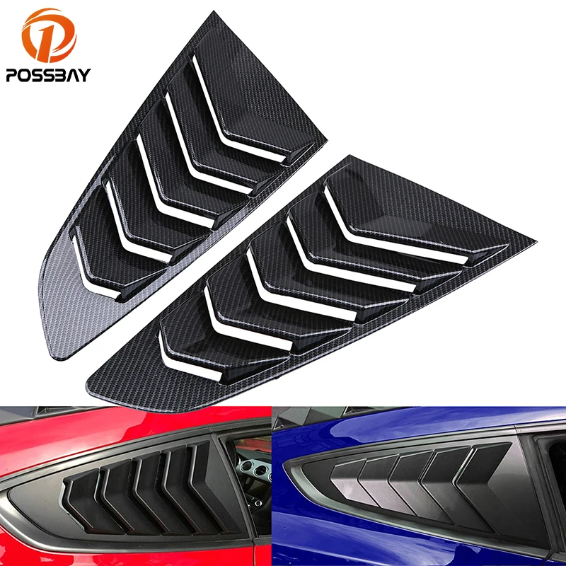 POSSBAY Imitation Carbon Fiber 1/4 Quarter Side Window Scoop Louvers Cover Vent for Ford Mustang Fastback 2015-present | Автомобили и