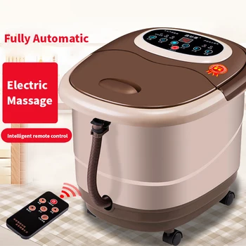 

New Heat Fully Automatic Wheel Foot Bath Heated Basin Foot Massage Heating Electric Foot Bath Deep Barrel Adjustable TEMP Home