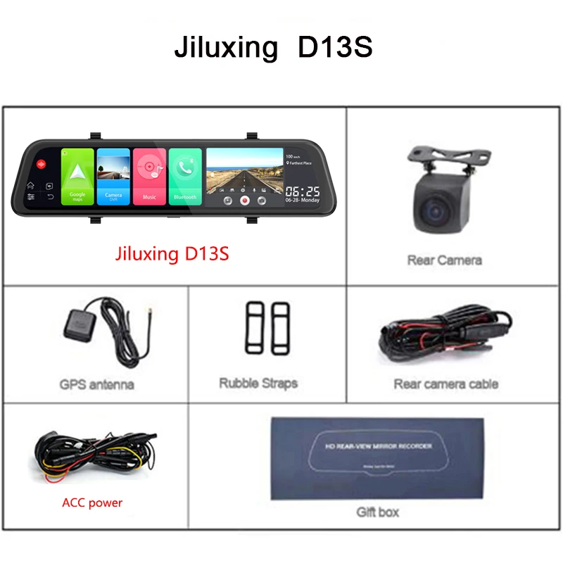 Jiluxing D13S 1" 4G Android 8,1 dash cam ram 2G rom 32G gps навигация автомобильный видеорегистратор зеркальная камера ADAS видео рекордер wifi Bluetooth