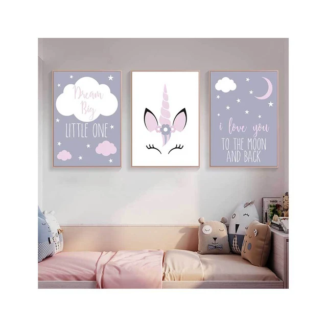 Unicorn Canvas Wall Art for Girls Room Decoration. Stretched, Framed, Ready  to Hang, - Something Unicorn 