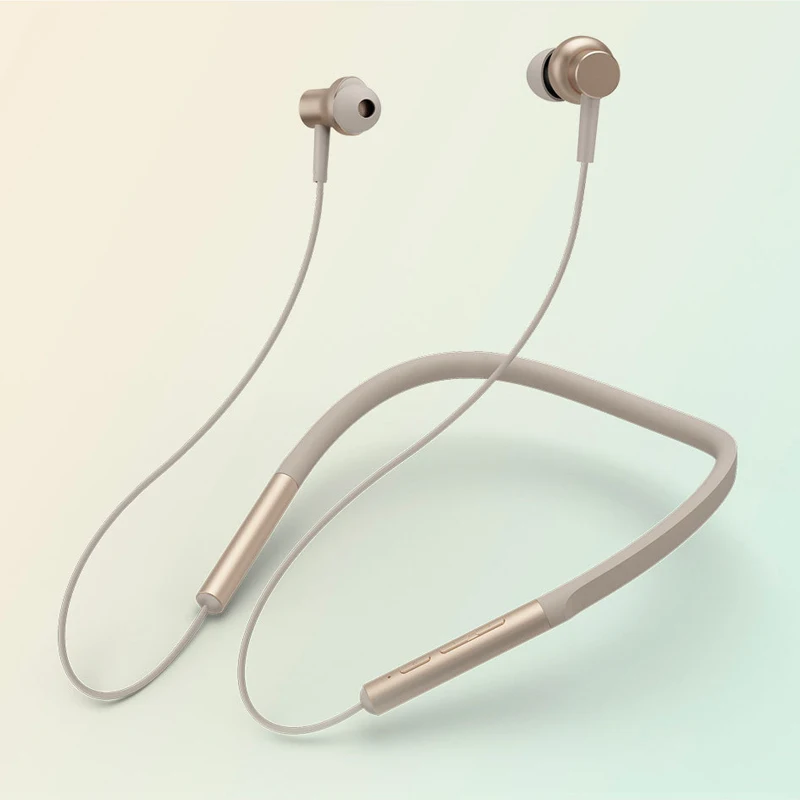 Xiaomi Bluetooth 4,1 ошейник для наушников Беспроводные наушники с микрофоном гибридный двойной драйвер HiFi стерео магнитные спортивные наушники - Цвет: Золотой