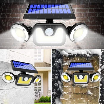 

Durable Multi-functional 3 Heads 83 COB LED Rotation Wall Light Outdoor Yard Practical Motion Sensor Security Lamp