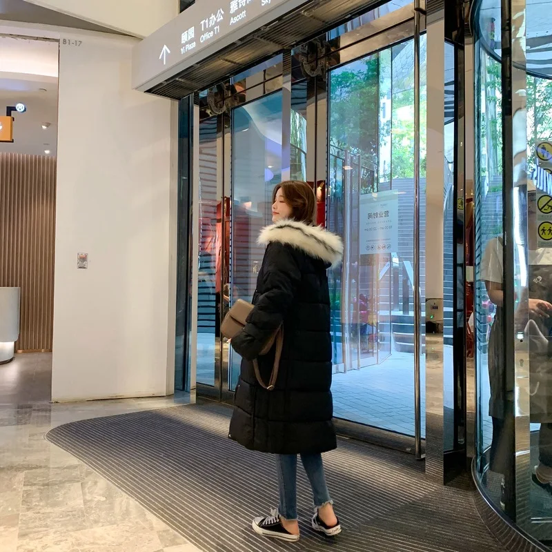

Korean-style 2019 Winter Mid-length Loose-Fit Women's Coat Large Fur Collar Cotton-padded Clothes down Jacket Cotton-padded Clot