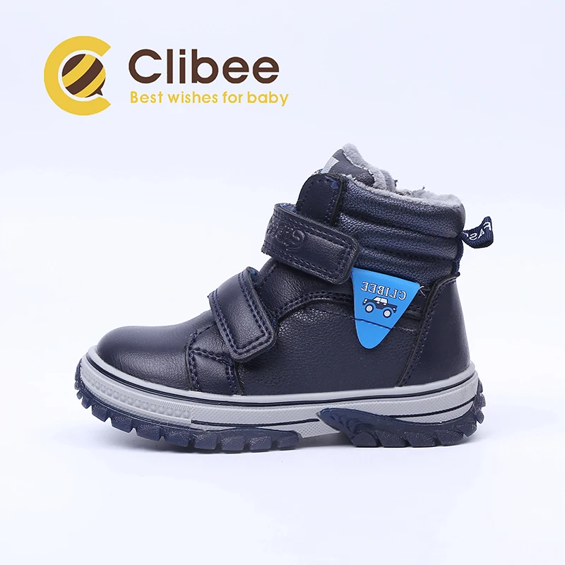 Детские ботинки CLIBEE из искусственной кожи зимние кроссовки теплые Нескользящие