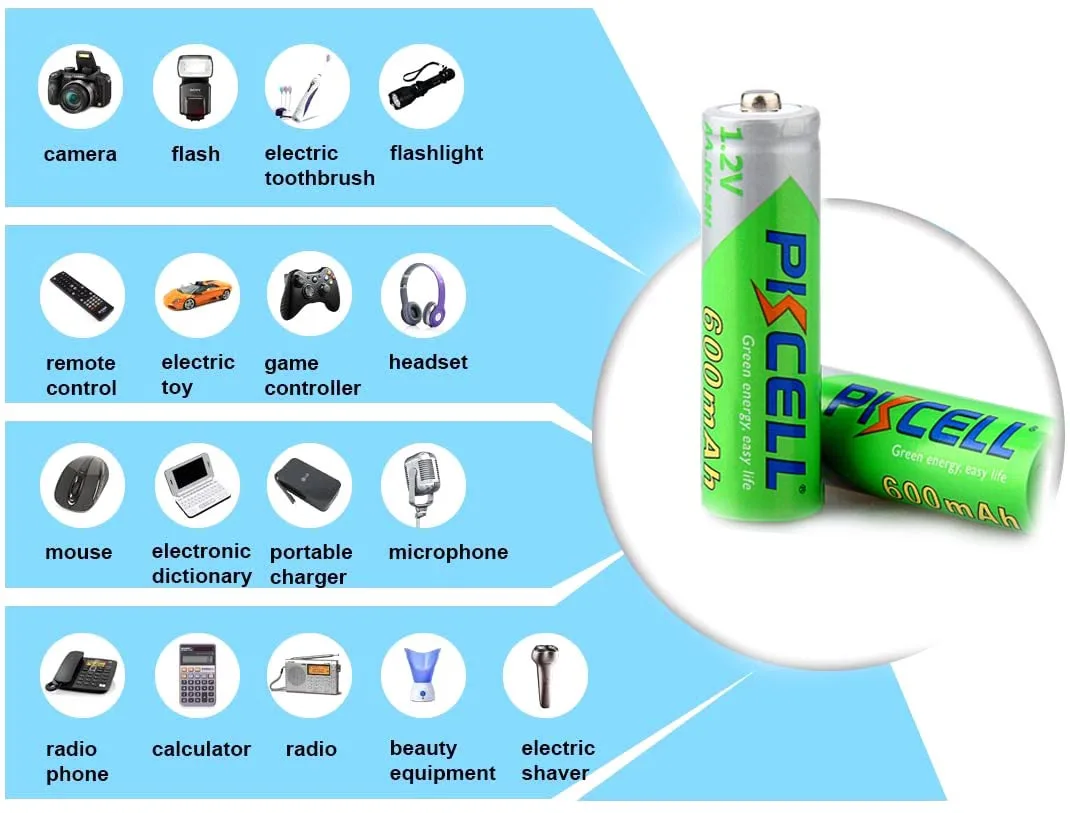 20 шт. PKCELL AA 1 2 V 600MAH NIMH перезаряжаемый аккумулятор aa ЛСД предзаряженный батареи