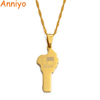 

Anniyo Benin Map Necklace Gold Color Africa Pendant Thin Chain Jewelry Africa Country Maps #011521