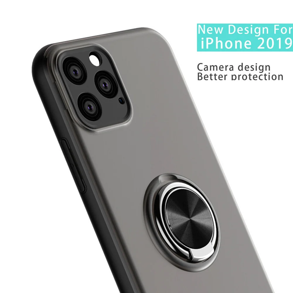 Прозрачный силиконовый чехол для IPhone 11 для IPhone 11 Pro Max ультра тонкая прозрачная мягкая термополиуретановая крышка-чехол с подставкой для кольца