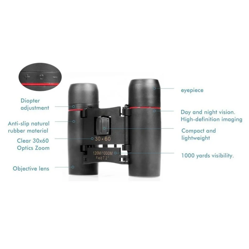 30x60 HD широкоугольный низкий светильник ночного видения ИК телескоп портативный широкоугольный светильник бинокль ночного видения