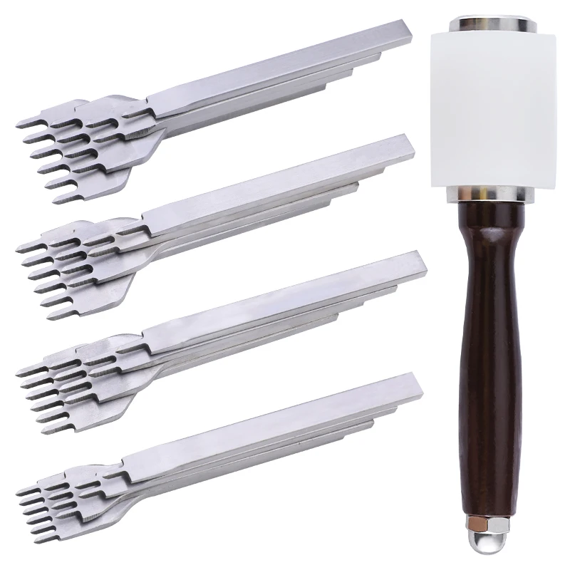 

Imzay Professional Leather Punches Tool Lacing Stitching Sewing DIY Leather Craft Tools Set Leather Carving Craft Hammer Tool