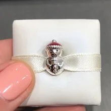 Серебряный 925 снеговик и Шляпа Санты очаровательные 925 пробы серебряные эмалированные Подвески Бусины Подходят для браслетов DIY Рождественский подарок хорошее ювелирное изделие