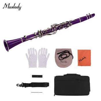 

Muslady ABS 17-Key Clarinet Bb Flat with Carry Case Gloves Cleaning Cloth Screwdriver Reed Case 10pcs Reeds Woodwind Instrument