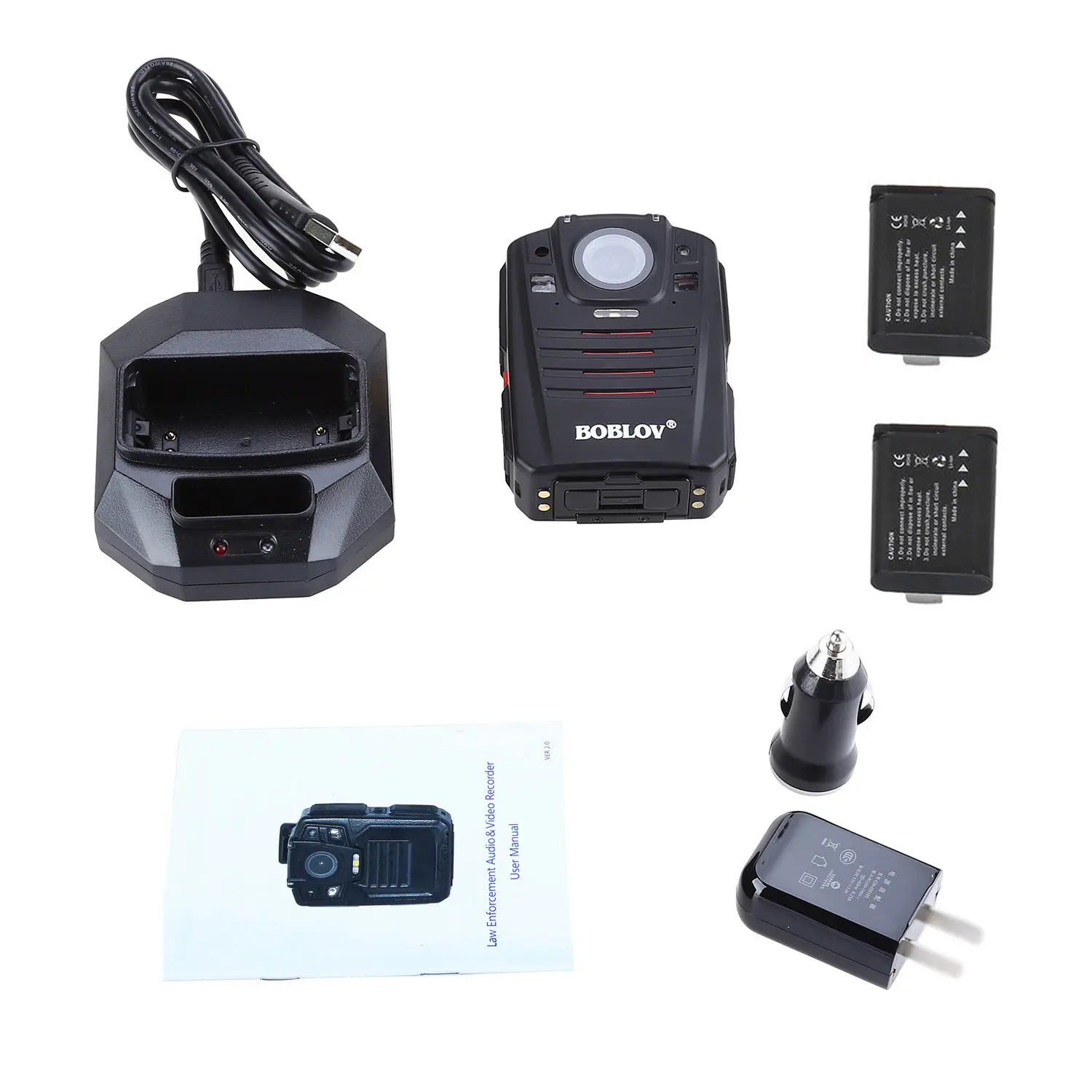 BOBLOV HD66-07 Body Police Video Camera 2 Batteries DVR 64GB Law Enforcement Cam 16X digital zoom 1