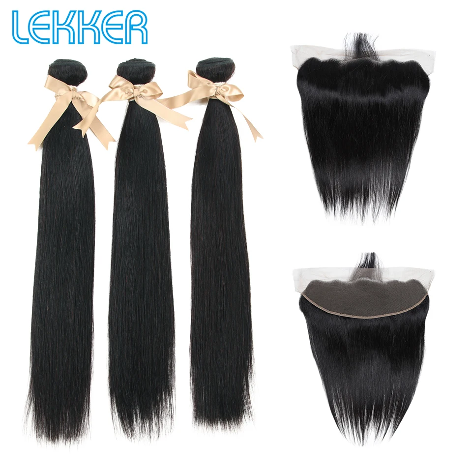 

Lekker Straight Hair Bundles with Front 13x4 Lace Closure with Baby Hair Bundles with Closure Hair Extenstions