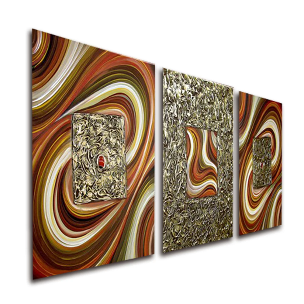

Hand-painted 3 Pieces Abstract Oil Painting Modern Canvas Panel Wall Art with Heavy Texture and 3pcs/set