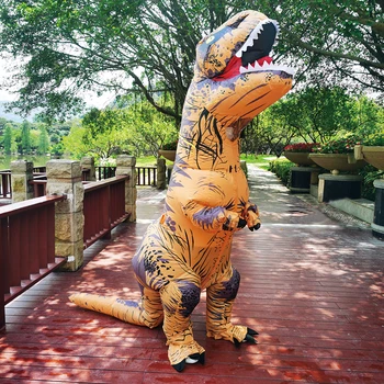 

Hot Selling Adult Brown Dinosaur Inflatable Costumes Christmas Halloween Party Mascot Role Play Disfraces for Man Woman