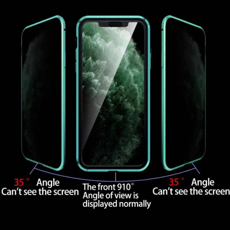 Анти-view закаленное Стекло Экран протектор металлический бампер Магнитный чехол для телефона для iPhone 11/11Pro Max/7/8 Plus iPhone X/XS/XR/XS Max крышка