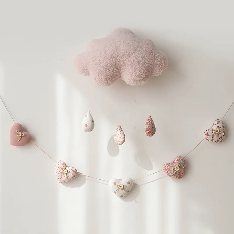 

Nordic Kids Tent Decoration Short flannel Cloud Flower Raindrops Pendant Ornament Baby Room Wedding Decor Photography Props