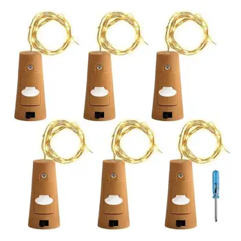 

Wine Bottle Lights with Cork Lights for Bottle 6 Pack 6.5ft 20 LED Bottle Lights Battery Powered Starry String Lights for DIY Pa