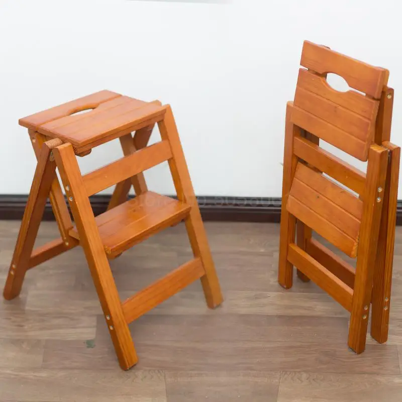 Небольшой складной портативный стул из цельного дерева для дома, стремянка, лестница, стойка, свободное место для установки в помещении, скалолазание