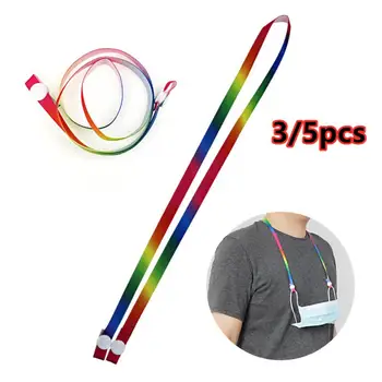 

3/5PCS Crochet Mask Cord Christmas Colors Home Edition Mask Lanyard Wear-resisting Ribbon Anti-drop Rope Xmas Gifts Mask Hooks